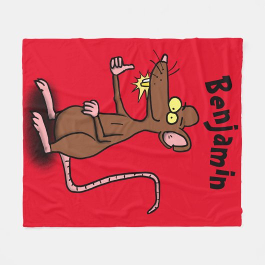 Cute brown rat duikt op cartoon fleece deken (Voorkant (Horizontaal))