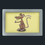 Cute brown rat duikt op cartoon gesp<br><div class="desc">Deze schattige bruine rat geeft de duimen op deze cartoon knop. Geweldig voor elke rattenliefhebber!</div>