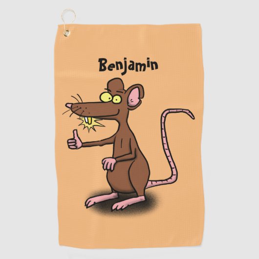 Cute brown rat duikt op cartoon golfhanddoek (Voorkant)