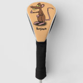 Cute brown rat duikt op cartoon golfheadcover (Voorkant)
