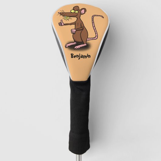 Cute brown rat duikt op cartoon golfheadcover (Voorkant)