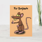 Cute brown rat duikt op cartoon kaart (Voorkant)