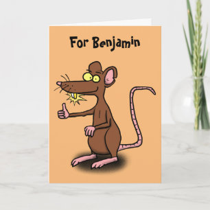 Cute brown rat duikt op cartoon kaart