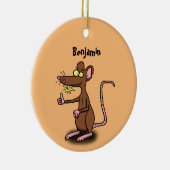Cute brown rat duikt op cartoon keramisch ornament (Rechts)