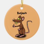 Cute brown rat duikt op cartoon keramisch ornament (Voorkant)