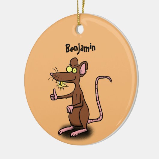 Cute brown rat duikt op cartoon keramisch ornament (Links)