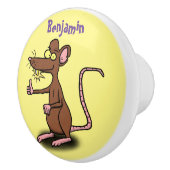 Cute brown rat duikt op cartoon keramische knop (Rechts)