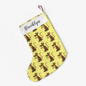 Cute brown rat duikt op cartoon kleine kerstsok (Achterkant (Hangend))