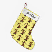 Cute brown rat duikt op cartoon kleine kerstsok (Voorkant (Hangend))