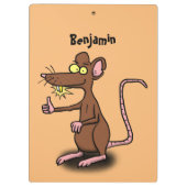 Cute brown rat duikt op cartoon klembord (Achterkant)