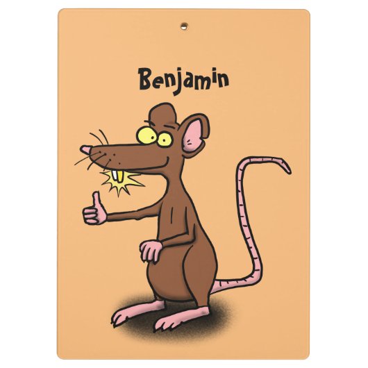 Cute brown rat duikt op cartoon klembord (Achterkant)