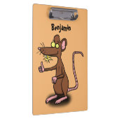 Cute brown rat duikt op cartoon klembord (Rechts)