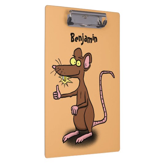 Cute brown rat duikt op cartoon klembord (Rechts)