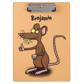 Cute brown rat duikt op cartoon klembord (Voorkant)
