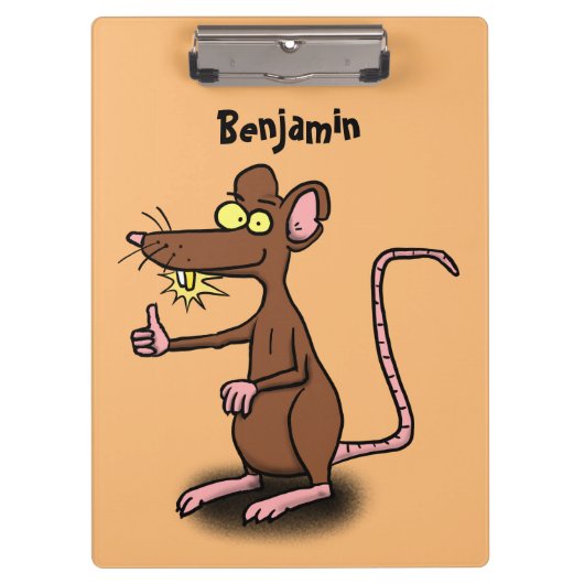 Cute brown rat duikt op cartoon klembord (Voorkant)