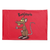 Cute brown rat duikt op cartoon kussensloop (Achterkant)