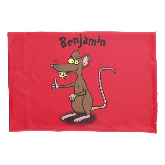 Cute brown rat duikt op cartoon kussensloop (Voorkant)