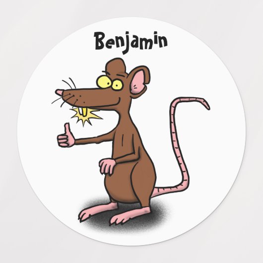 Cute brown rat duikt op cartoon labels (Design 2)