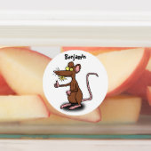 Cute brown rat duikt op cartoon labels (Aangebracht)