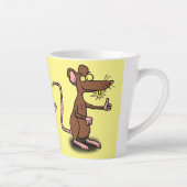 Cute brown rat duikt op cartoon latte mok (Rechts)