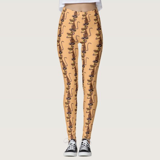 Cute brown rat duikt op cartoon leggings (Voorkant)