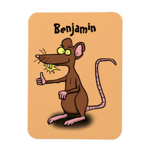 Cute brown rat duikt op cartoon magneet