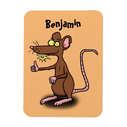 Cute brown rat duikt op cartoon magneet (Verticaal)