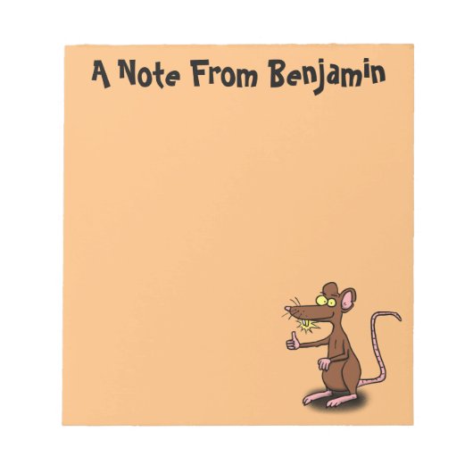 Cute brown rat duikt op cartoon notitieblok (Voorkant)