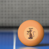 Cute brown rat duikt op cartoon pingpongbal (Net)