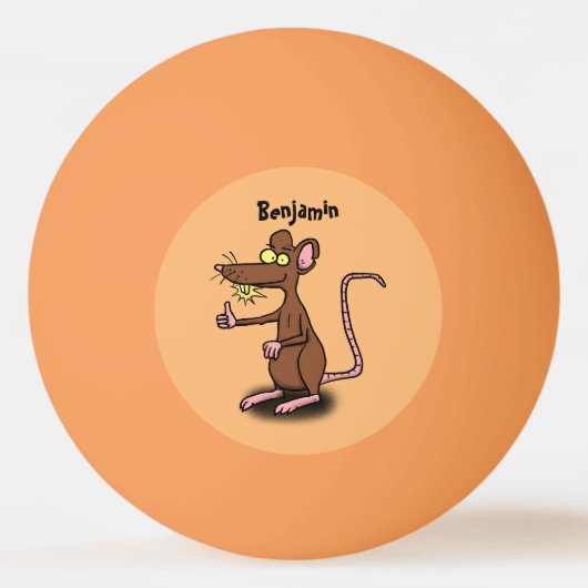 Cute brown rat duikt op cartoon pingpongbal (Voorkant)
