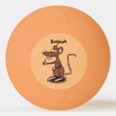 Cute brown rat duikt op cartoon pingpongbal (Achterkant)