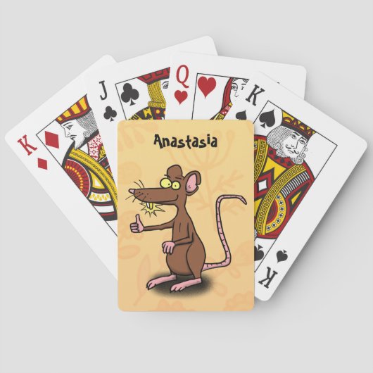 Cute brown rat duikt op cartoon pokerkaarten (Achterkant)
