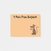 Cute brown rat duikt op cartoon post-it® notes (Voorkant)