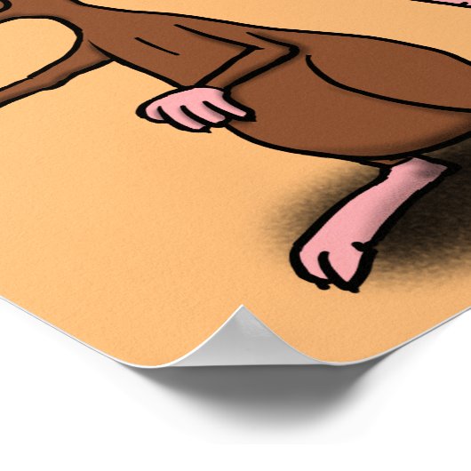 Cute brown rat duikt op cartoon poster (Hoek)