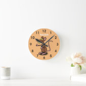 Cute brown rat duikt op cartoon ronde klok (Huis)