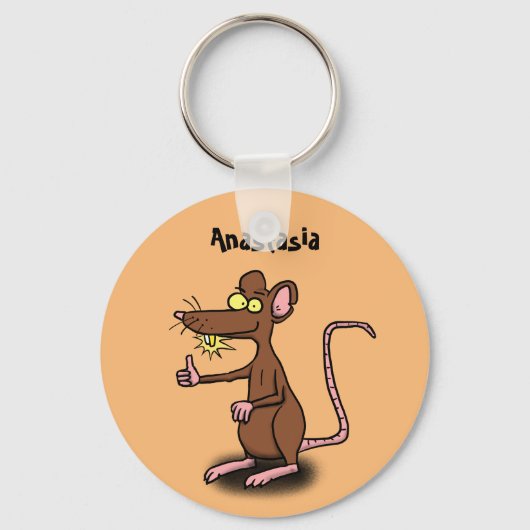 Cute brown rat duikt op cartoon sleutelhanger (Voorkant)