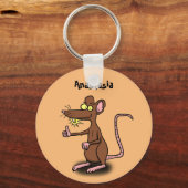 Cute brown rat duikt op cartoon sleutelhanger (Voorkant)