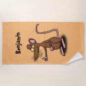 Cute brown rat duikt op cartoon strandlaken (Voorkant)