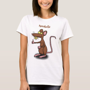Cute brown rat duikt op cartoon t-shirt