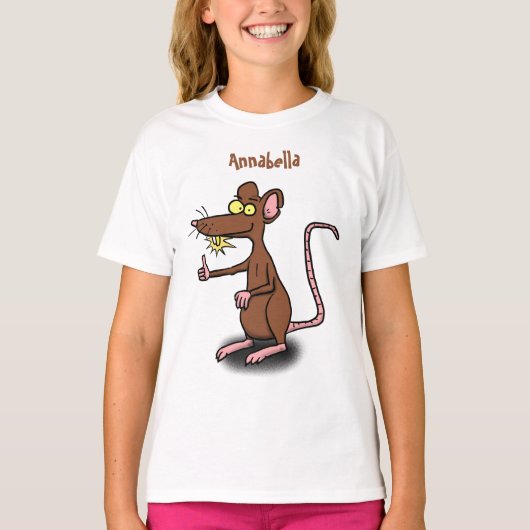 Cute brown rat duikt op cartoon t-shirt (Voorkant)
