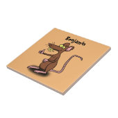 Cute brown rat duikt op cartoon tegeltje (Zijkant)