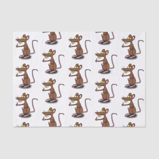 Cute brown rat duikt op cartoon tissuepapier (Voorkant)