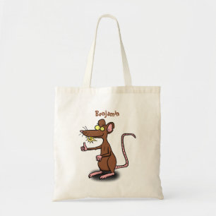 Cute brown rat duikt op cartoon tote bag