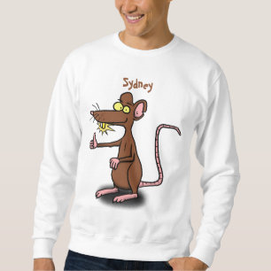 Cute brown rat duikt op cartoon trui