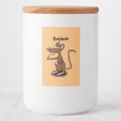 Cute brown rat duikt op cartoon voedselcontainer etiket (Voorkant)