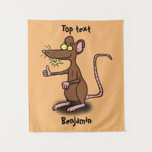 Cute brown rat duikt op cartoon wandkleed