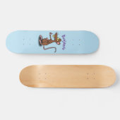 Cute brown rat thumbs up cartoon persoonlijk skateboard (Horizontaal)