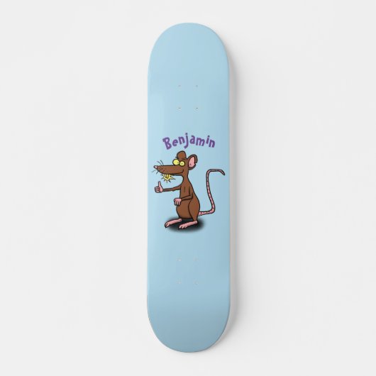 Cute brown rat thumbs up cartoon persoonlijk skateboard (Voorkant)