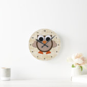 Cute Brown Retro Owl Clock Ronde Klok (Huis)