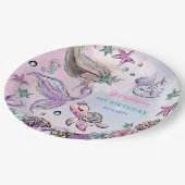 Cute Brown Skin Mermaid Zee Turtle Narwhal Party Papieren Bordje (Gekanteld)
